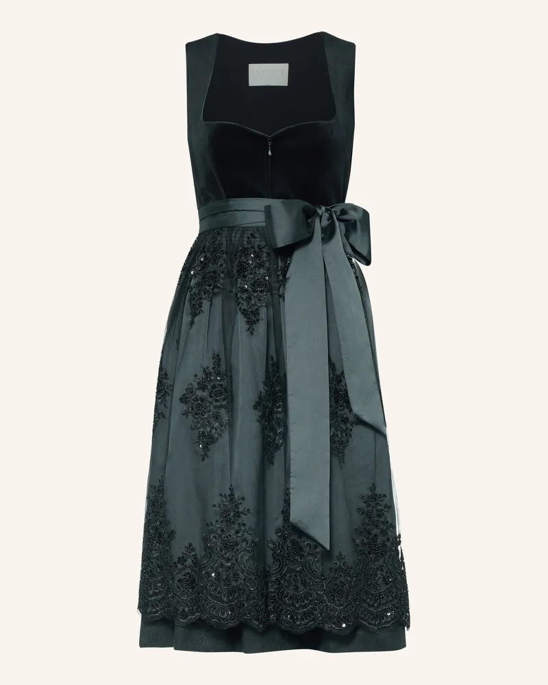 Krüger Dirndl Lora Mit Schmuckperlen schwarz Schwarz