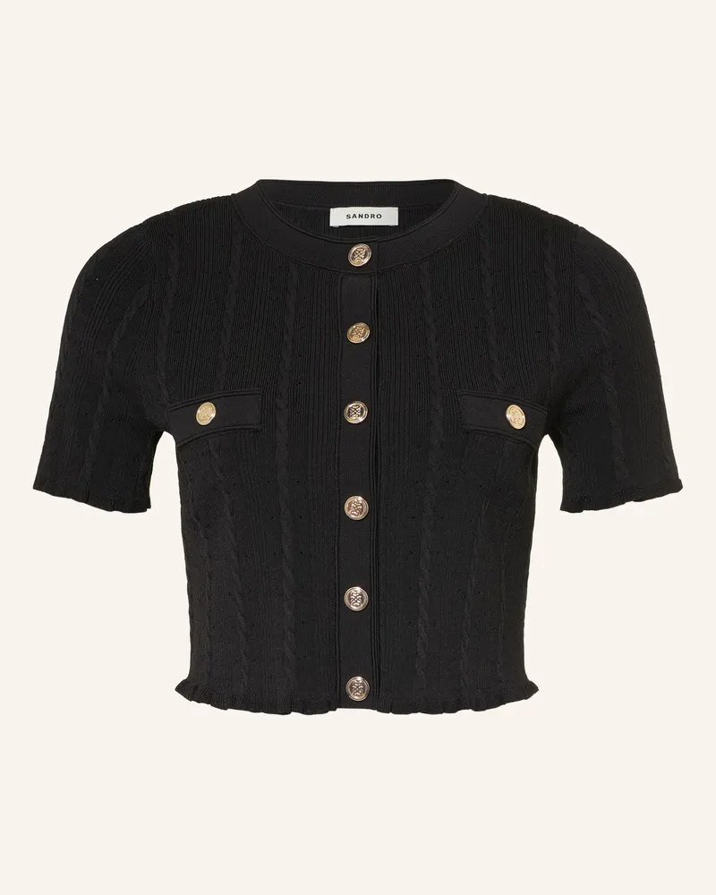 Sandro Strickjacke Mit Rüschen schwarz Schwarz