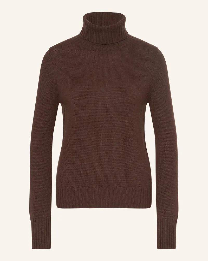 ALLUDE Rollkragenpullover aus Cashmere Dunkelbraun
