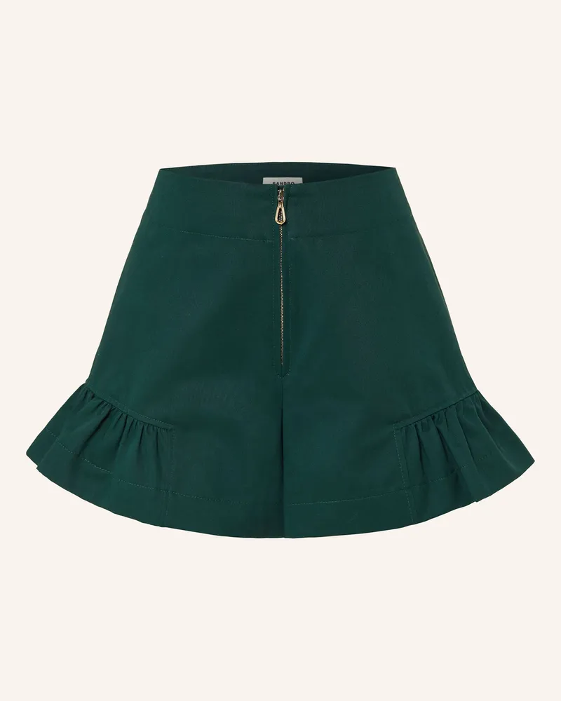 Sandro Shorts mit Rüschen Dunkelgrün