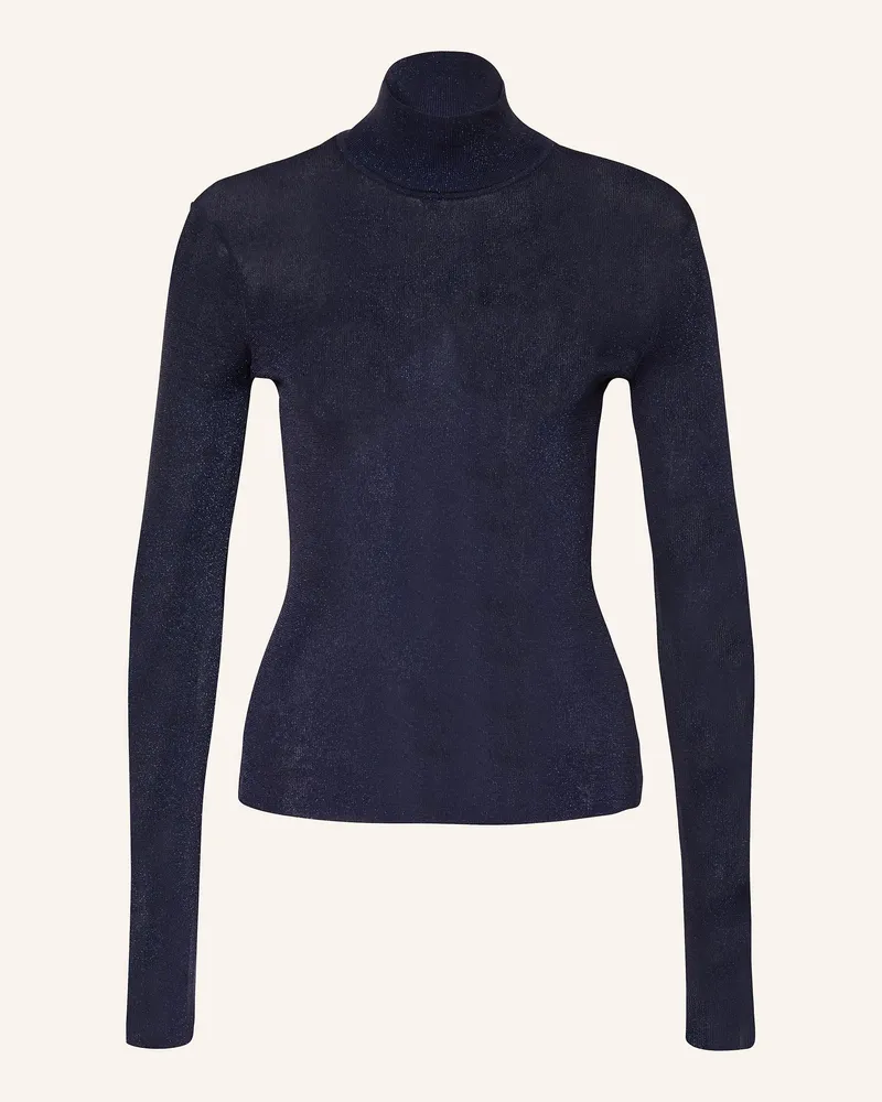 Self-Portrait Longsleeve mit Glitzrergarn Dunkelblau