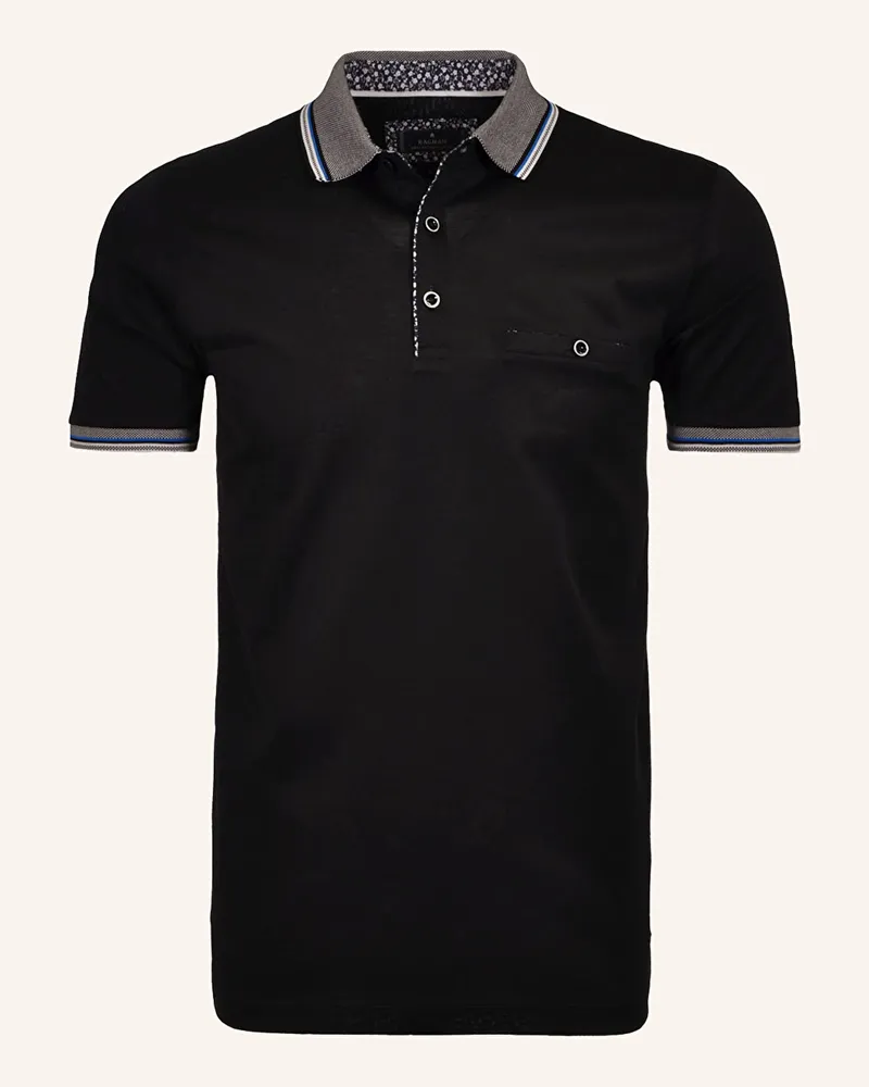 Ragman Jersey-Poloshirt Schwarz