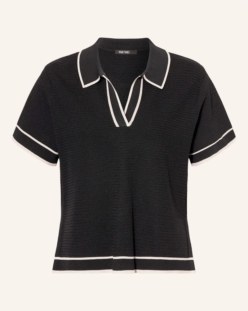 MARC AUREL Strick-Poloshirt schwarz Schwarz