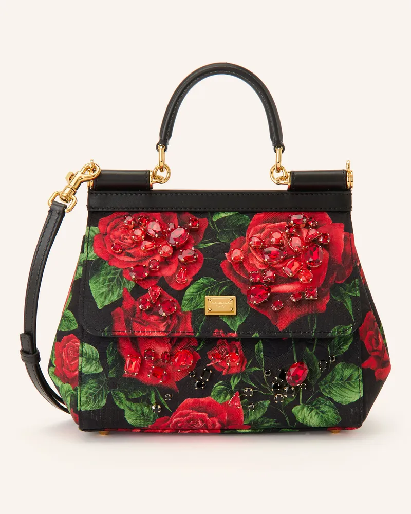 Dolce & Gabbana Handtasche Sicily Mit Schmucksteinen rot Dunkelrot