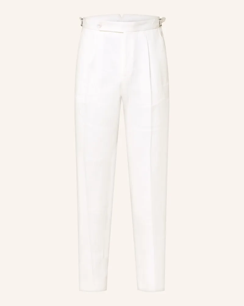 HUGO BOSS Leinen-Chino PERINO Tapered Fit Weiss