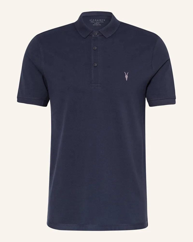 AllSaints Piqué-Poloshirt Reform Slim Fit blau Dunkelblau