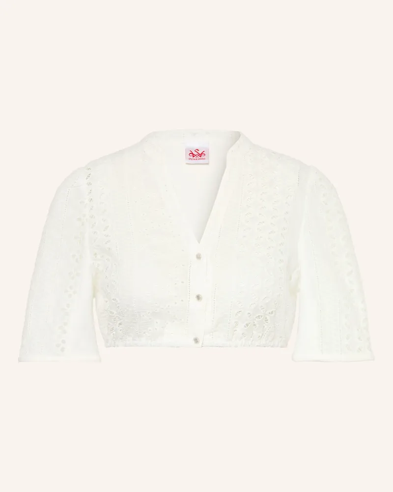 Spieth & Wensky Dirndlbluse HILKE mit Lochspitze Weiss