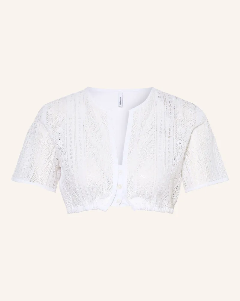 Wallmann Dirndlbluse Mit Spitze Im Materialmix weiss Weiss