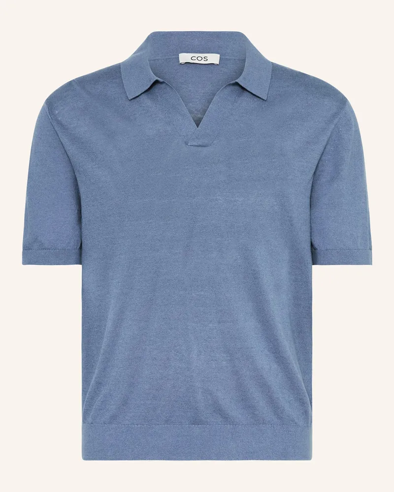 COS Strick-Poloshirt Loose Fit aus Leinen Blau