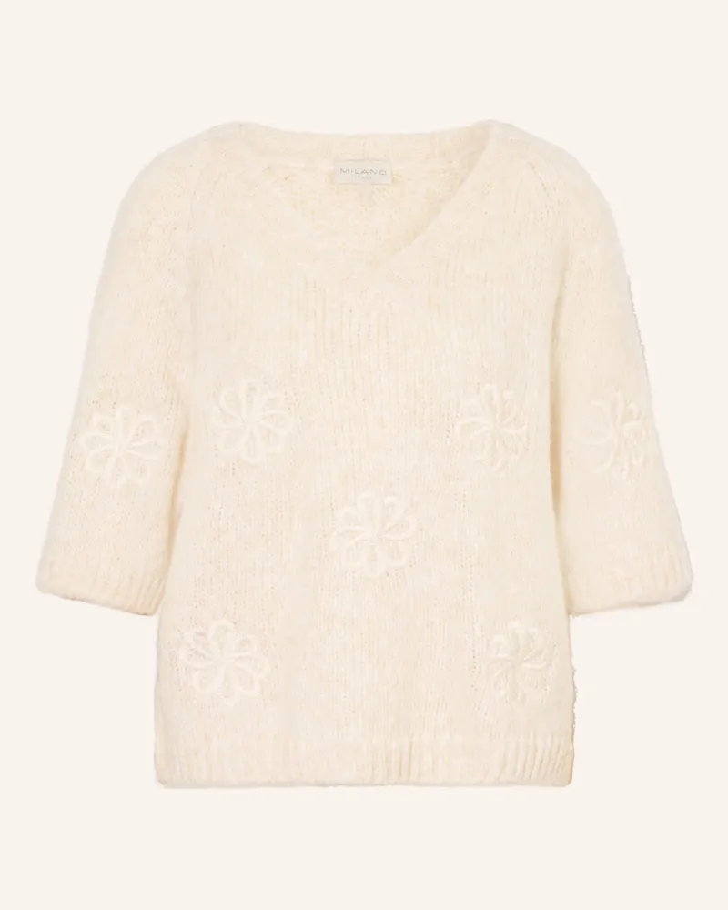 Milano Italy Pullover Mit 3/4-Arm weiss Ecru