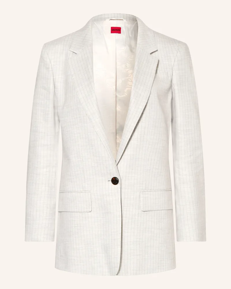 HUGO BOSS Blazer ANETTEA mit Leinen Hellgrau