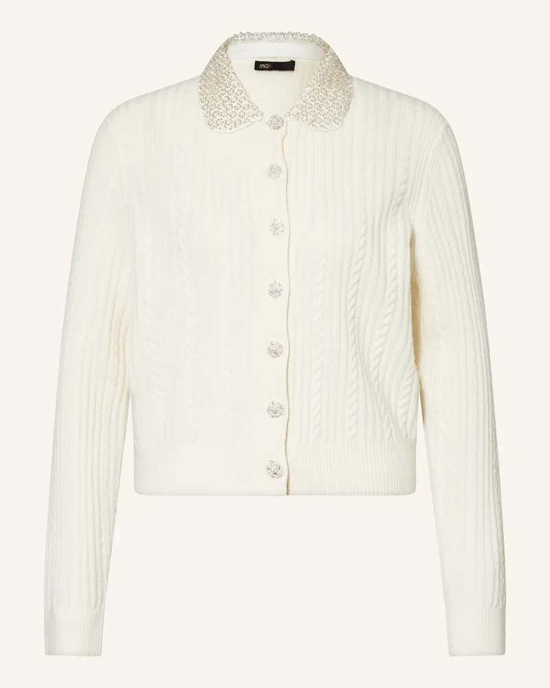 Maje Strickjacke mit Schmucksteinen Ecru