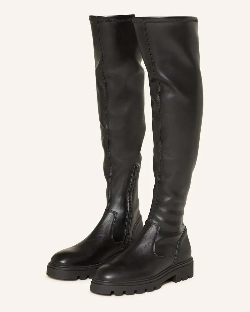 Mrs & HUGS Overknee-Stiefel Schwarz