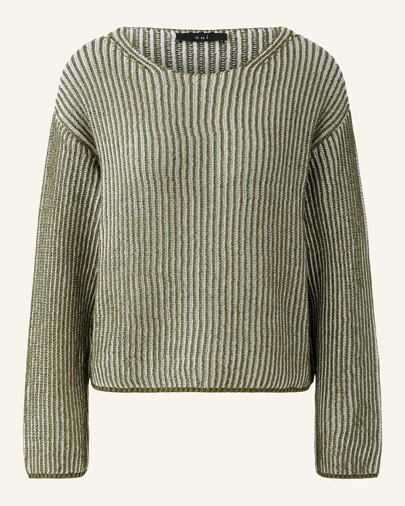 Oui  Pullover Mit Glitzergarn gruen Khaki
