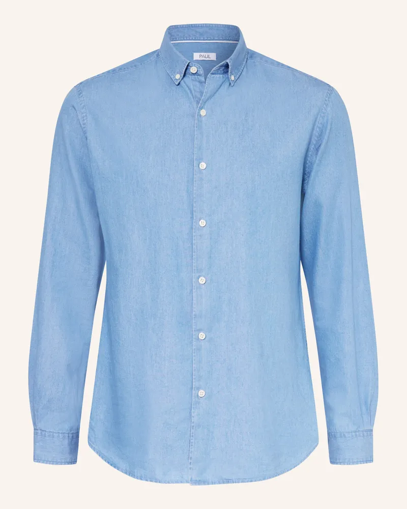 paul Hemd Regular Fit in Jeansoptik Blau
