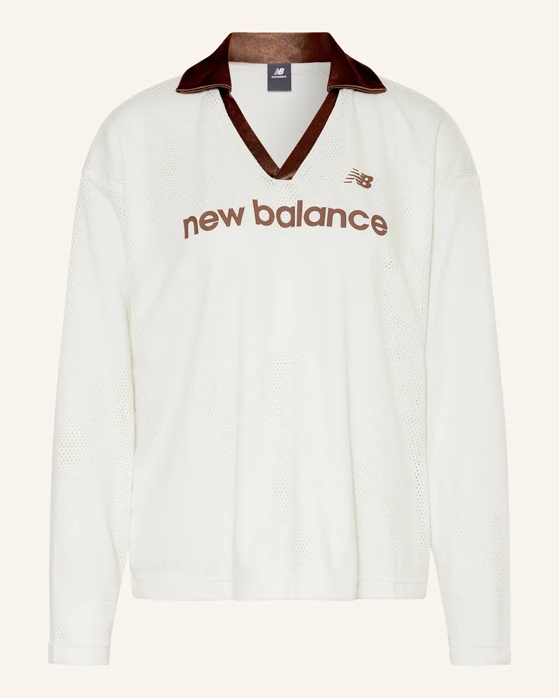 New Balance Oversized-Longsleeve aus Mesh Ecru
