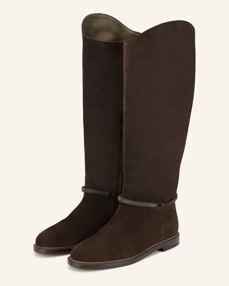 Brunello Cucinelli Stiefel Mit Schmucksteinen braun Dunkelbraun