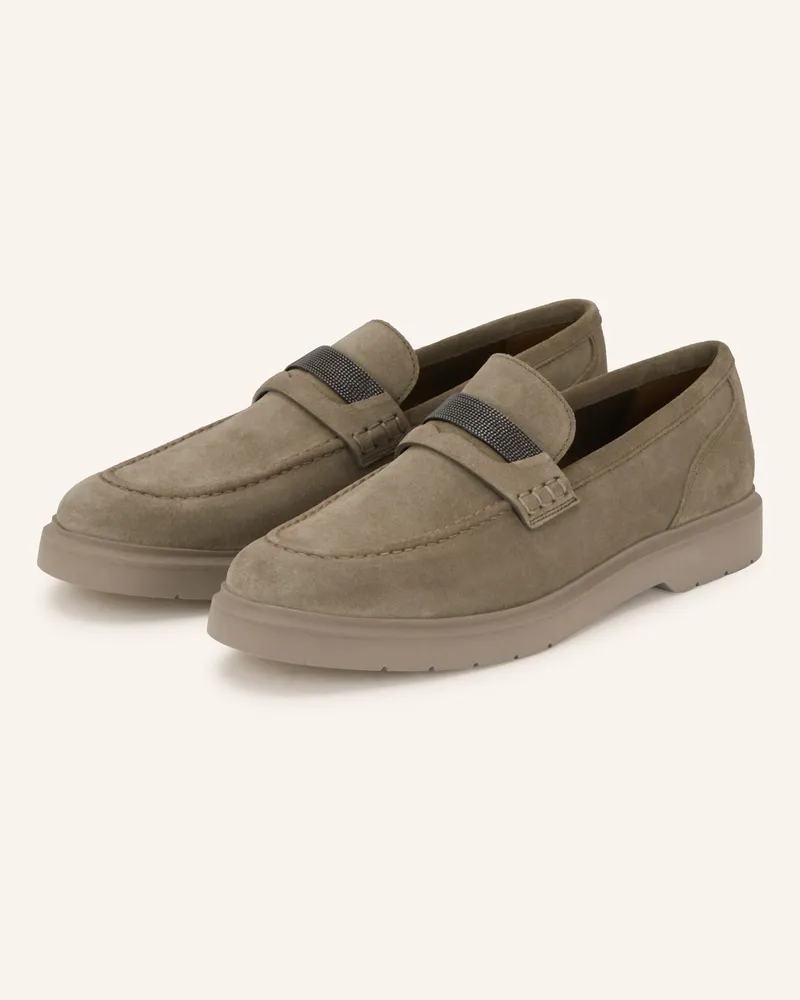 Brunello Cucinelli Penny-Loafer grau Taupe