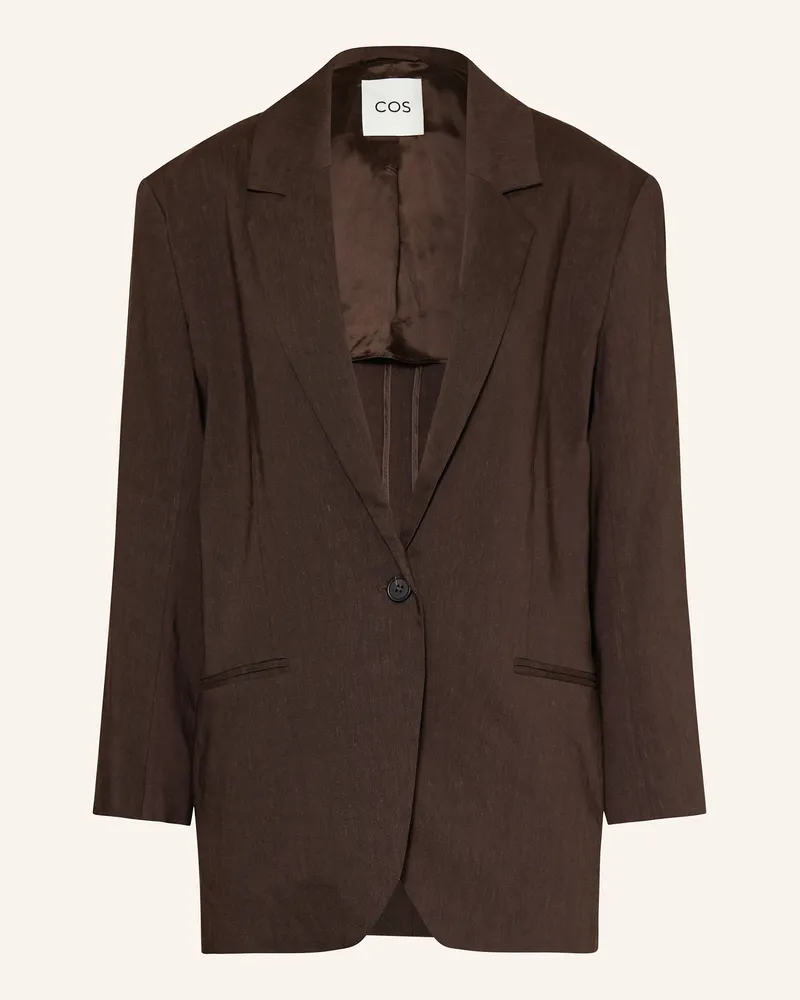 COS Longblazer mit Leinen Dunkelbraun