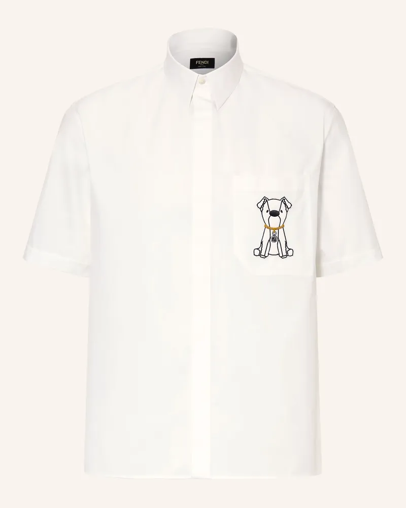 Fendi Kurzarm-Hemd Comfort Fit weiss Weiss