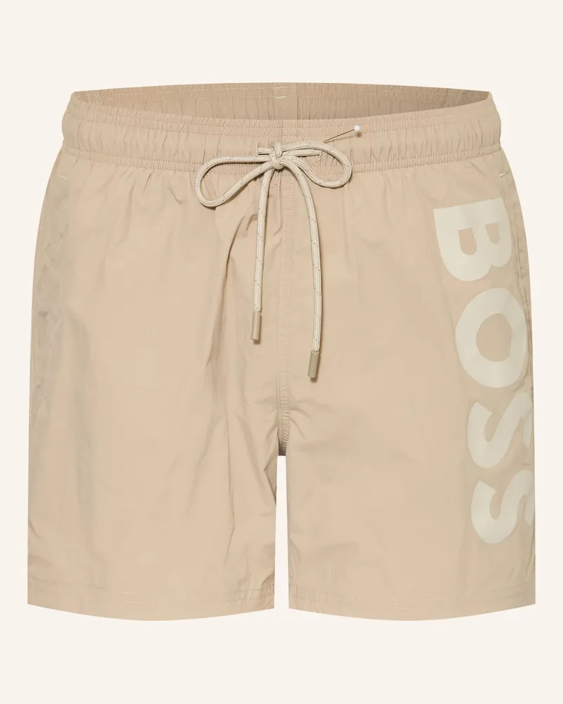 HUGO BOSS Badeshorts Octopus grau Beige