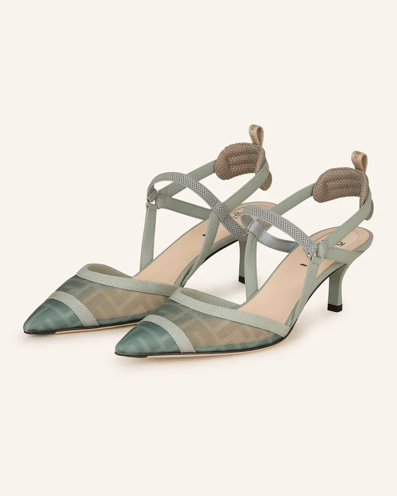 Fendi Slingpumps blau Hellgrün