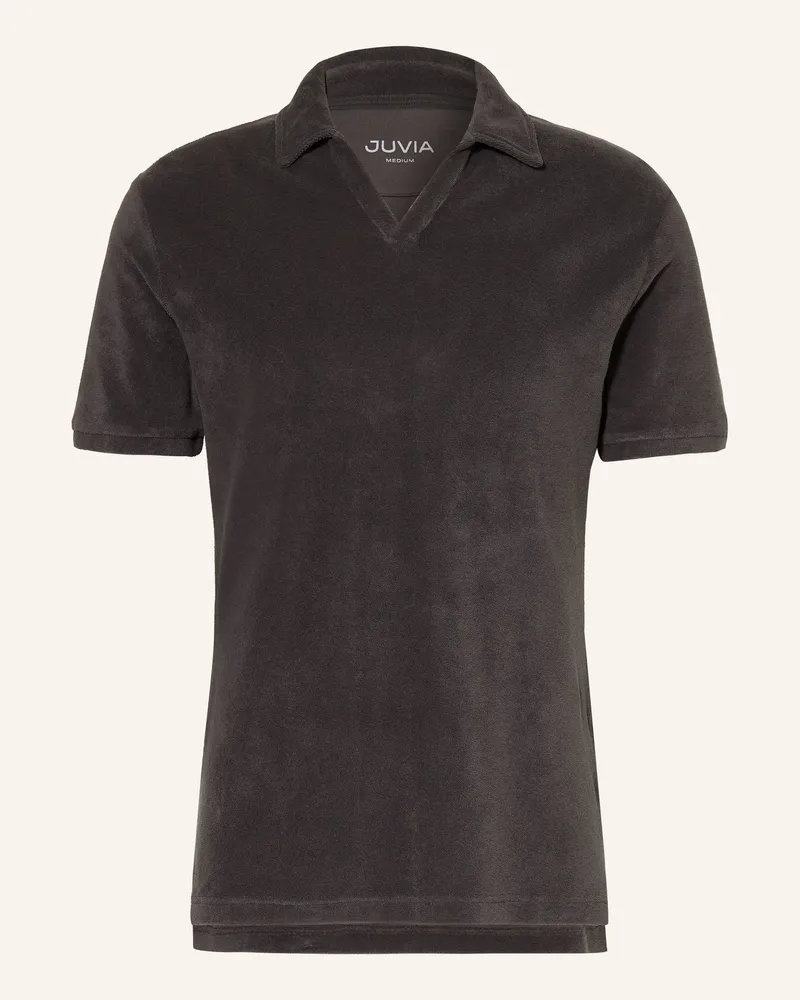 Juvia Frottee-Poloshirt grau Dunkelgrau