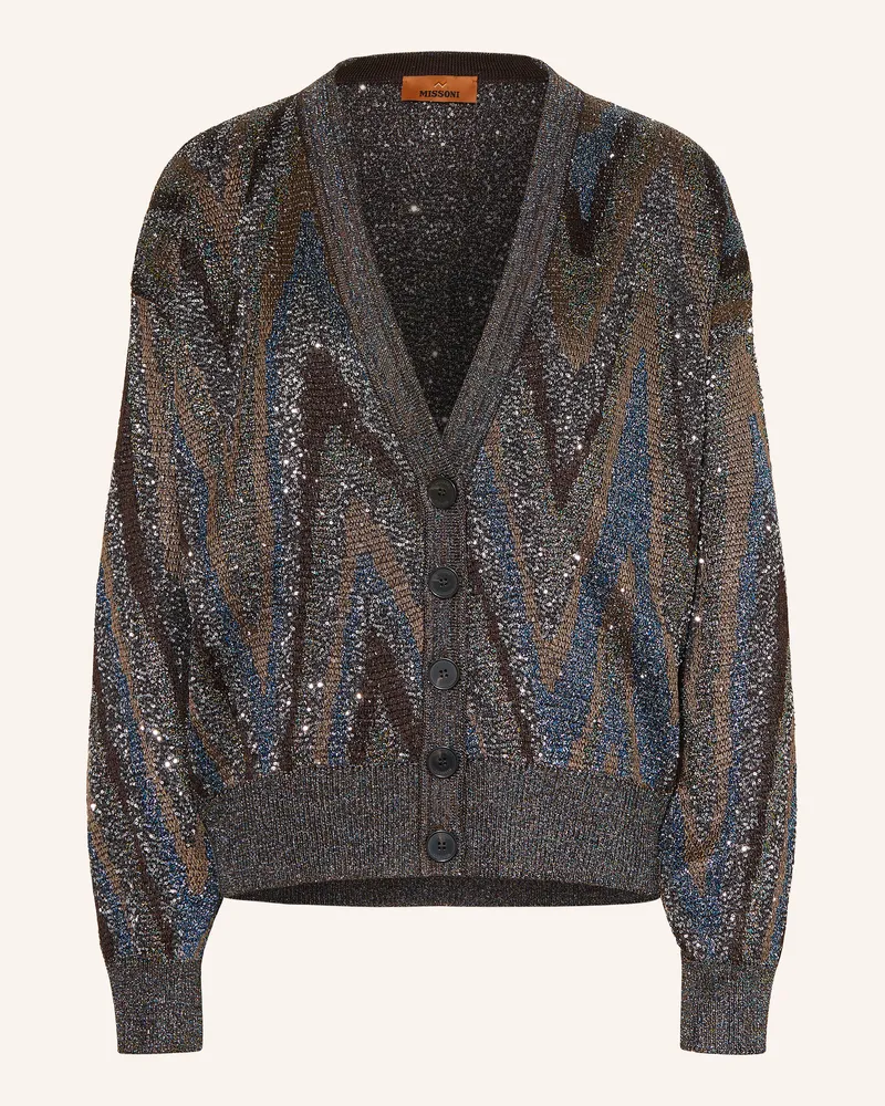 Missoni Strickjacke Mit Pailletten Und Glitzergarn braun Dunkelbraun