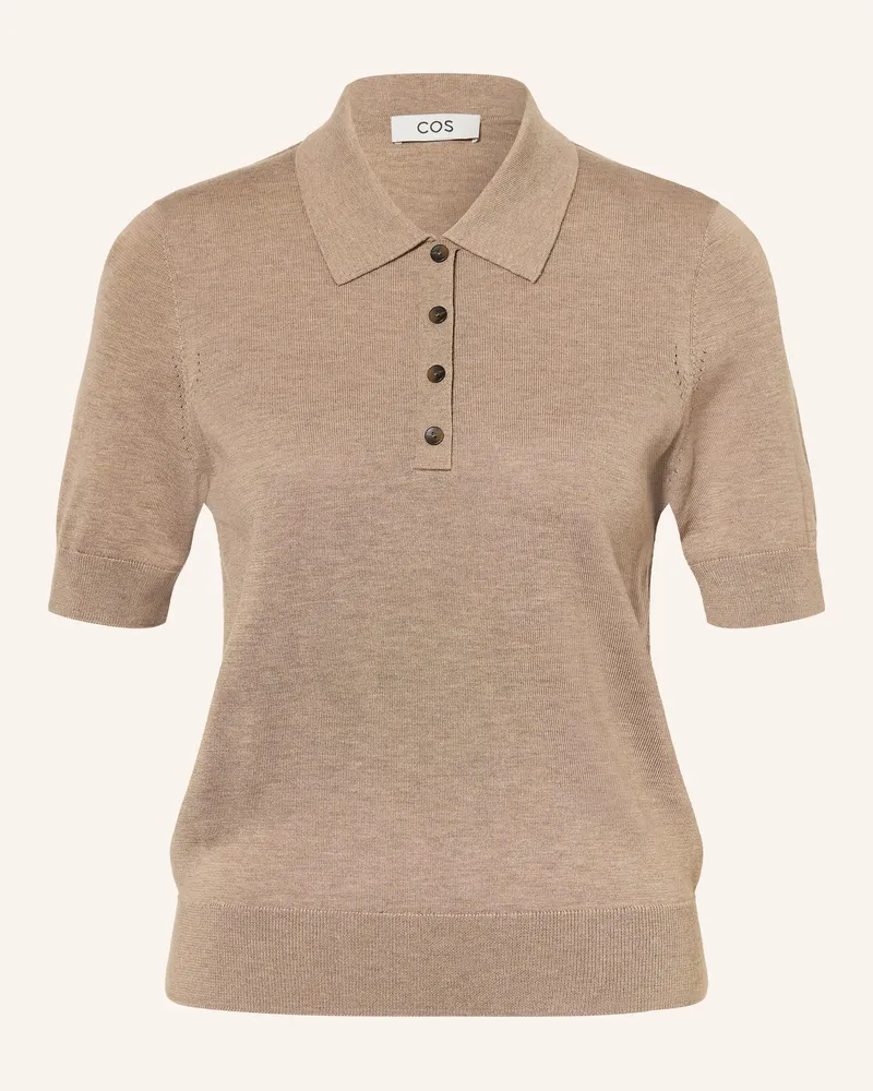 COS Strick-Poloshirt Hellbraun