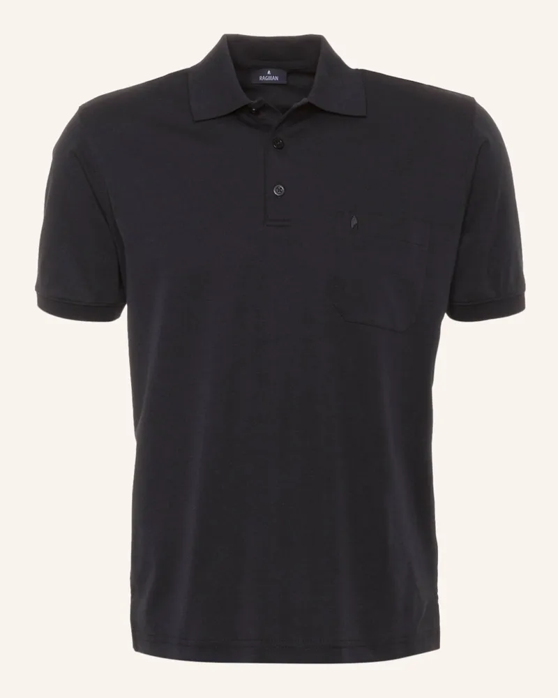 Ragman Piqué-Poloshirt schwarz Schwarz