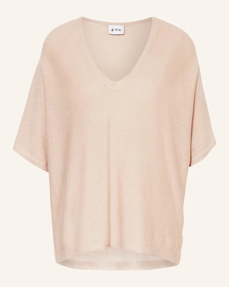 FTC Cashmere Strickshirt mit Glitzergarn Beige