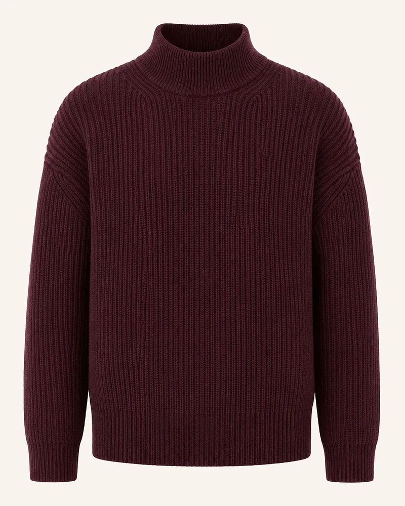 KIEFERMANN Kiefermann Rippstrickpullover Aus Merinowolle Mit Mock Neck Emilian rot Lila