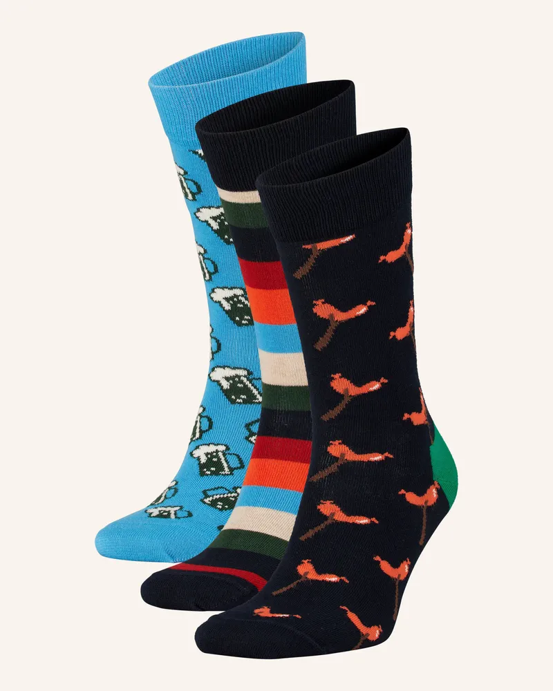 Happy Socks 3er-Pack Socken Wurst And Beer Mit Geschenkbox blau 6500