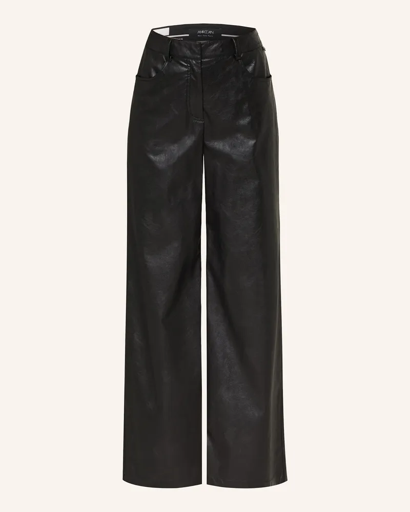 Marc Cain Hose WARRI in Lederoptik Schwarz