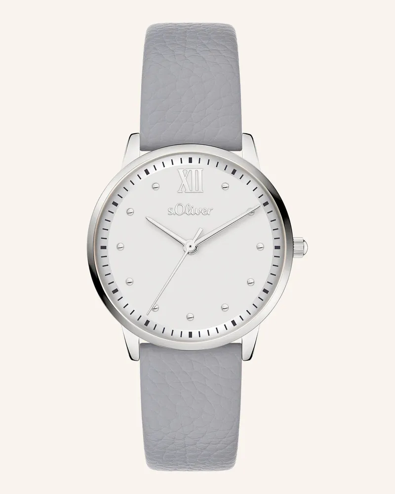 S.Oliver Armbanduhr  aus  Kunstleder Grau
