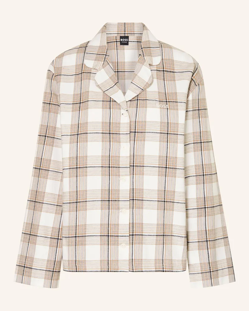 HUGO BOSS Schlafshirt Holiday Aus Flanell beige Weiss