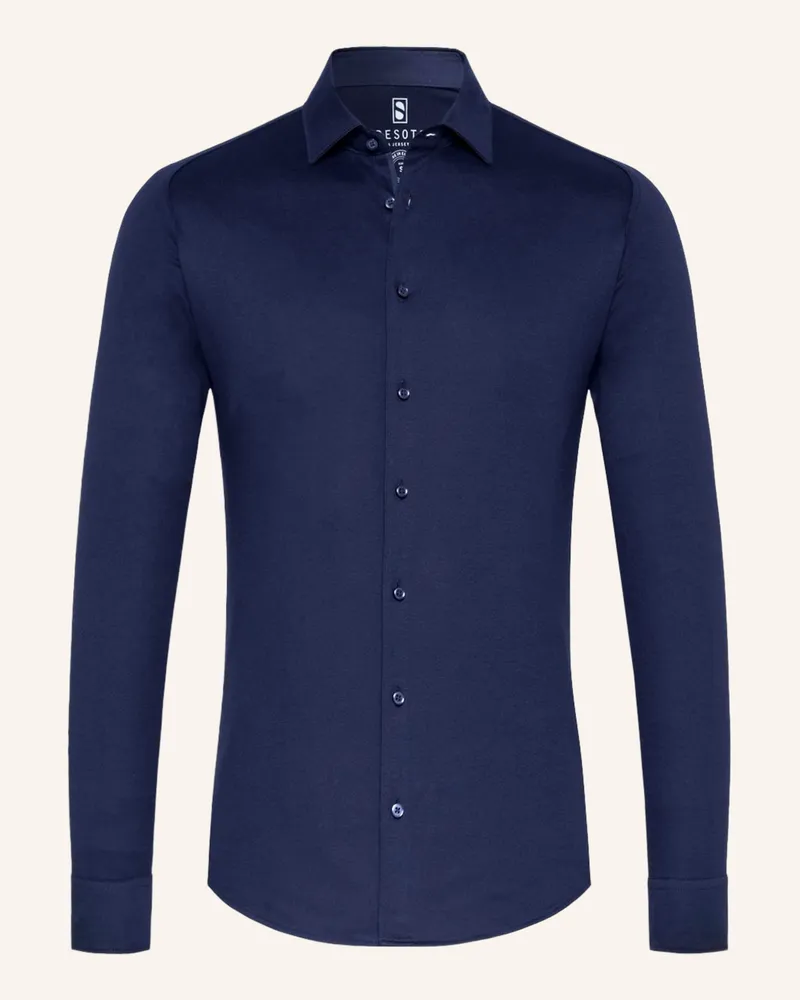 DESOTO Jerseyhemd Slim Fit blau Dunkelblau