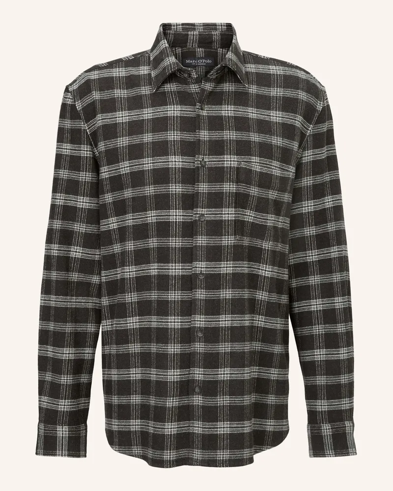 Marc O'Polo Flanellhemd Regular Fit Schwarz