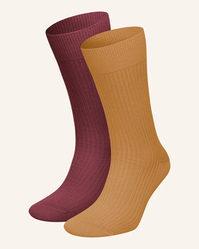 DillySocks 2er-Pack Socken Premium Ribbed Collection rot Braun