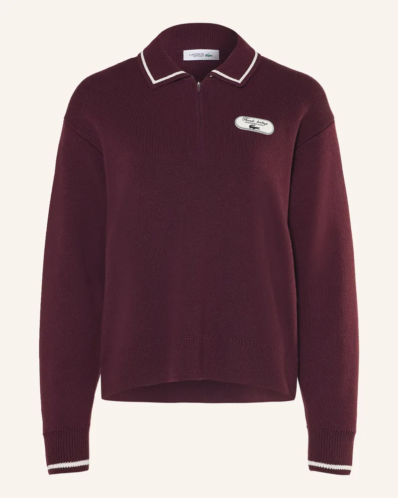 Lacoste Strick-Poloshirt rot Dunkelrot