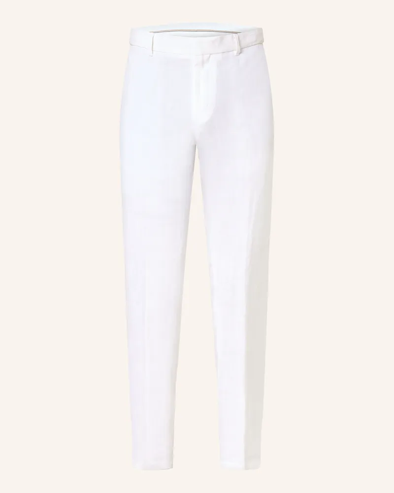 HUGO BOSS Anzughose GENIUS Slim Fit aus Leinen Weiss