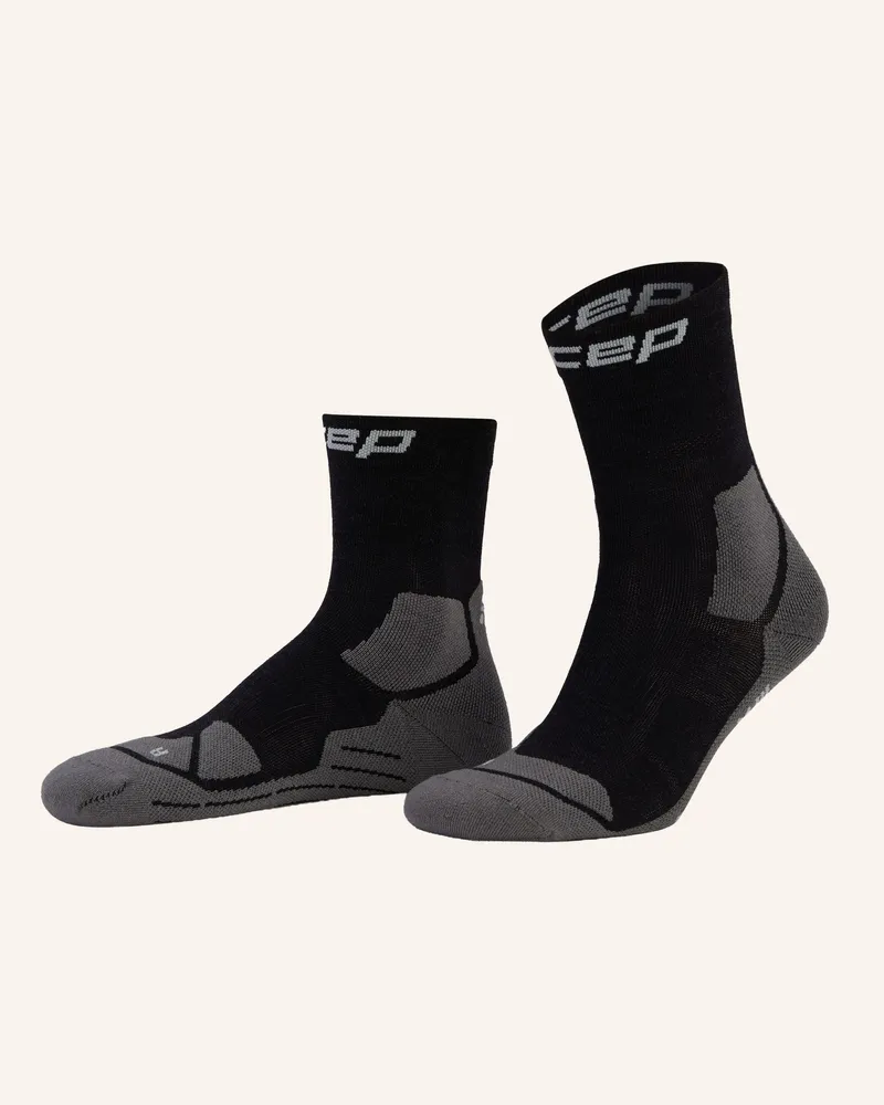 CEP Trekking-Socken Hiking Light Cushion Compression Mid Cut Mit Merinowolle schwarz Schwarz