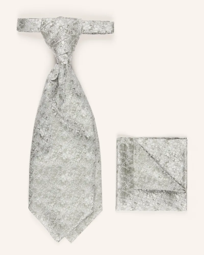 Wilvorst Set: Krawatte Und Einstecktuch gruen Grün