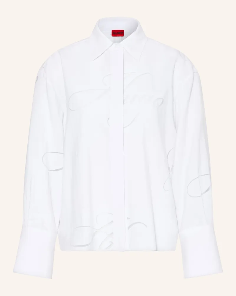 HUGO BOSS Hemdbluse Echinacea weiss Weiss
