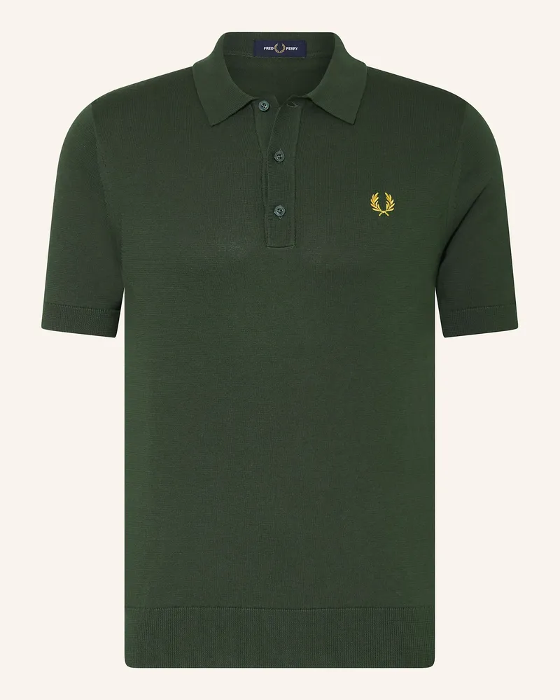 Fred Perry Strick-Poloshirt Dunkelgrün