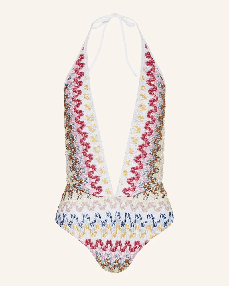 Missoni Neckholder-Badeanzug mit Glitzergarn Weiss