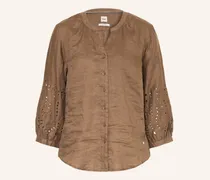 Leinenbluse Velia Mit Lochspitze braun