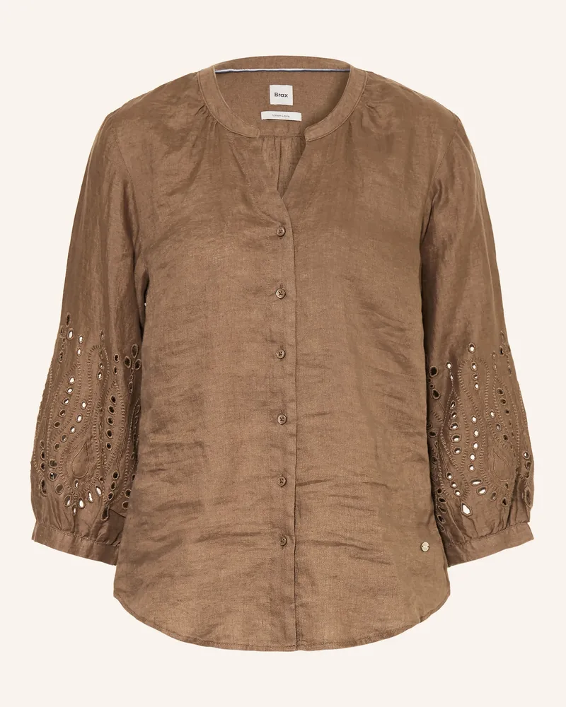 Brax Leinenbluse Velia Mit Lochspitze braun Braun