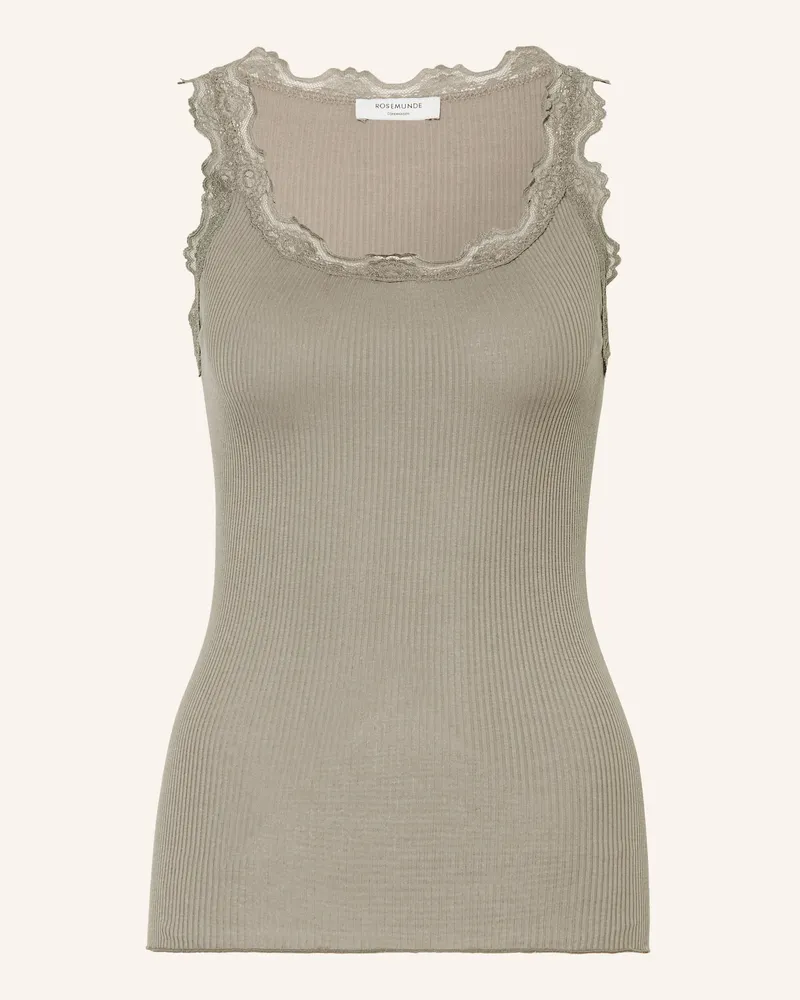 Rosemunde Seidentop Babette Mit Spitze gruen Khaki