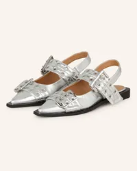 Ganni Slingballerinas mit Nieten - SILBER Silber